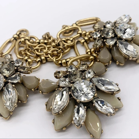 J. Crew Taupe Jeweled Gold Link Necklace - Picture 2 of 3